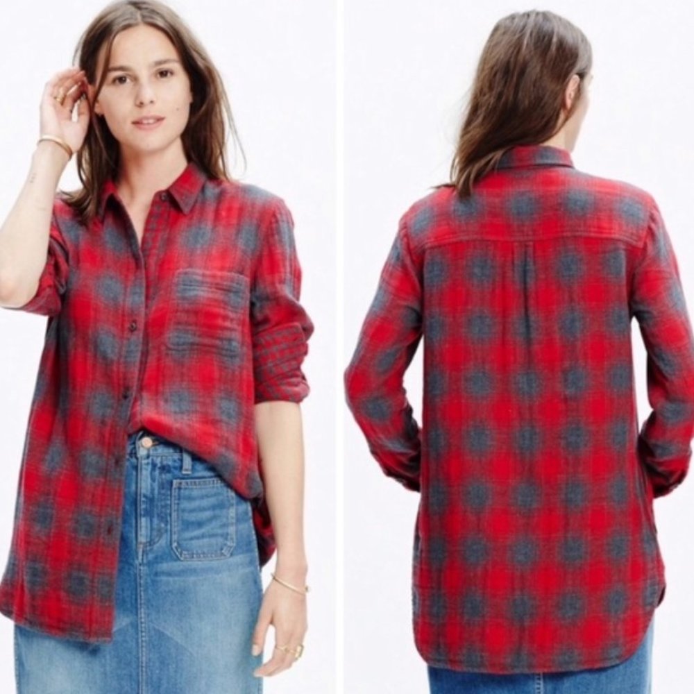Madewell Grey Red Flannel